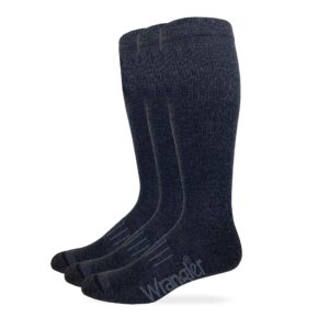 wrangler mens ultra dri seamless toe western boot socks 3 pair pack (charcoal, l)