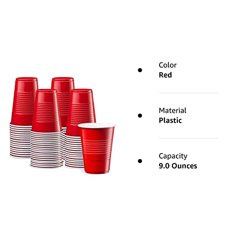 Comfy Package [9 oz. - 50 Count Disposable Plastic Red Cups, Party Drinking Cups for Events and Everyday Use