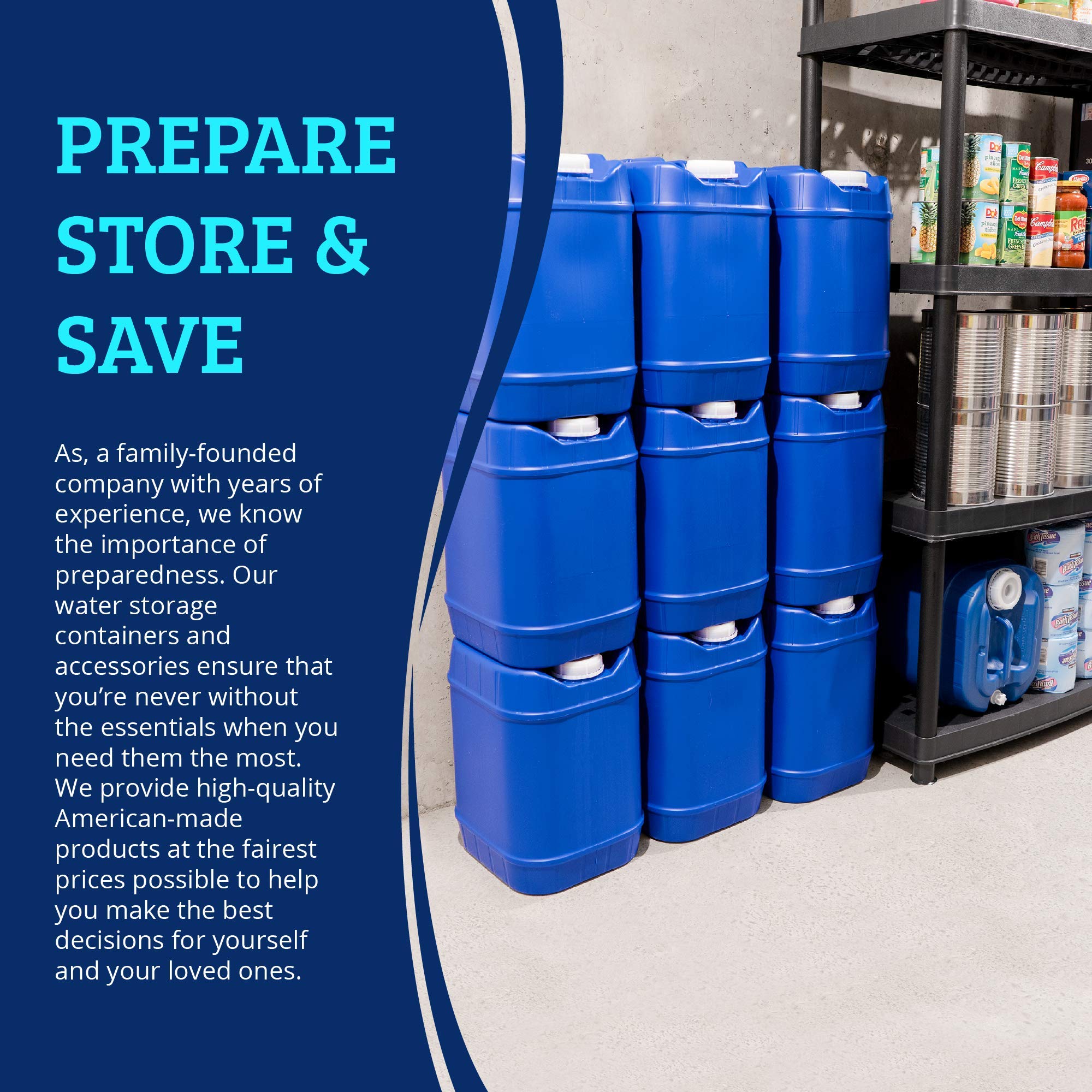 Saratoga Farms 5-Gallon Stackable Water Storage Containers, Emergency Water Storage for Camping and Disaster Preparedness, 20 Gallons