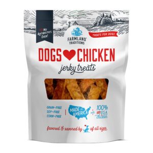 farmland traditions dogs love chicken premium two ingredients jerky treats for dogs (1 lb. no antibiotics ever usa raised chicken)