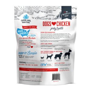 Farmland Traditions Dogs Love Chicken Premium Two Ingredients Jerky Treats for Dogs (1 lb. No Antibiotics Ever USA Raised Chicken)