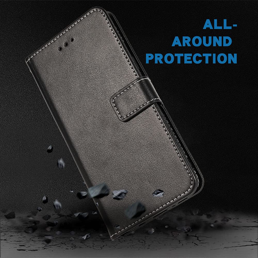 FDCWTSH Compatible with Samsung Galaxy A40 Wallet Case Wrist Strap Lanyard Leather Flip Cover Card Holder Stand Cell Accessories Phone Cases for Galaxi GlaxayA40 Women Men Black