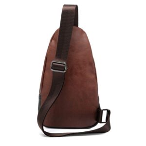 Hebetag Leather Sling Bag Crossbody Backpack for Men Women Outdoor Travel Camping Hiking Single Shoulder Chest Pack Casual Daypack Brown