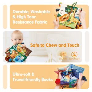 hahaland Baby Books 0-6 Months - 2PCS Baby Toys 0-6 Months Baby Toys 6-12 Months - Touch & Feel Tummy Time Books, Baby Boy Gifts, 3 6 9 Month Old Toys