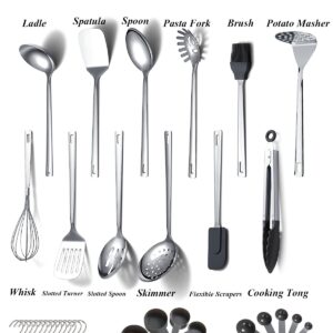 Stainless Steel Cooking Utensils Set,Kyraton 37 Pieces Kitchen Utensils Set, Kitchen Tool Gadgets Set with Utensil Holder Non-Stick and Heat Resistant Dishwasher Safe