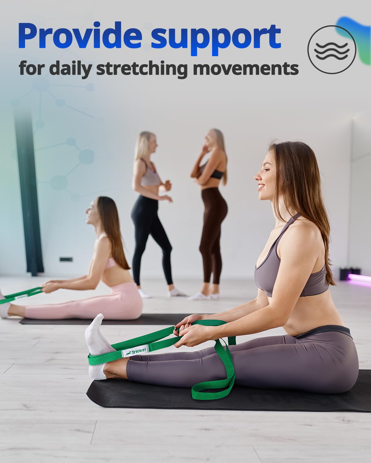 Trideer Stretching Strap Yoga Strap for Physical Therapy, 10 Loops Yoga Straps for Stretching, Non-Elastic Stretch Strap for Pilates, Exercise, Stretch Band for Women & Men with Exercise Book