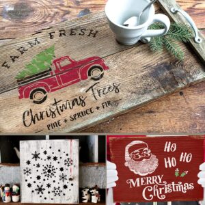 Christmas Stencils for Painting on Wood – Large Christmas Stencil Set includes Gnome & Snowflakes - DIY Holiday Stencils Reusable for Crafts, Signs, Canvas, Windows, Cookies & Templates