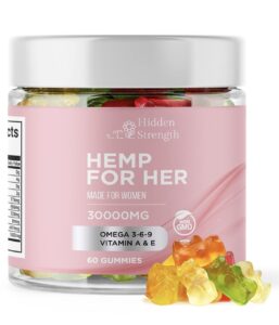 hidden strength hemp gummies for her 30000mg - premium women's hemp gummy bear candy supplements for sleep support, relaxation- all natural hemp, gluten free, organic