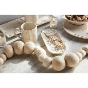 Mud Pie, White, Pom Tassel Garland, 60"