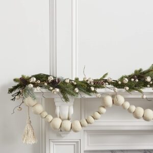 Mud Pie, White, Pom Tassel Garland, 60"