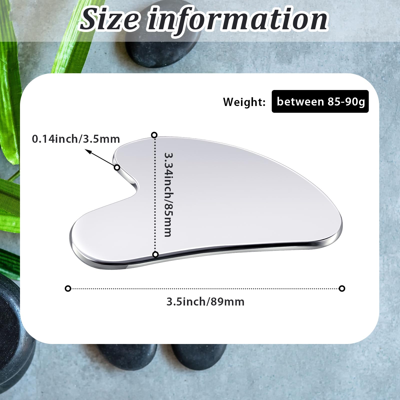 Nuanchu Stainless Steel Gua Sha Facial Tools Guasha for Face Metal Gua Sha Tighten Skin Massage Guasha Beauty Tool for Body Eyes Neck Massager with Travel Pouch Skin Care Gifts (Silver)