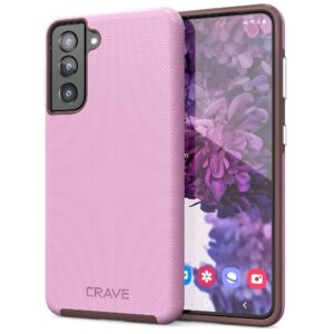 crave dual guard for galaxy s21 case, shockproof protection dual layer case for samsung galaxy s21, s21 5g (6.2 inch) - lilac