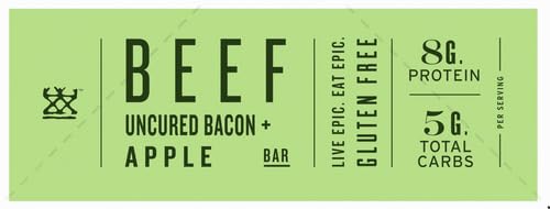 Epic Beef Apple Bacon Bars, Whole30, Paleo Friendly, 12 ct