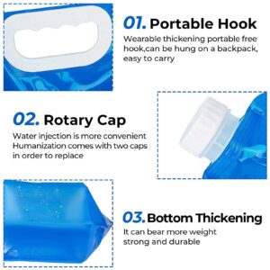 Hakkin Collapsible Water Container Bag 4 Pcs 10L/(2.6 Gallon), No-Leak Freezable Portable BPA Free Food Grade Plastic Storage Jug for Camping, Hiking, Travel, Emergency Survival Kit Bonus 2 Pcs Caps