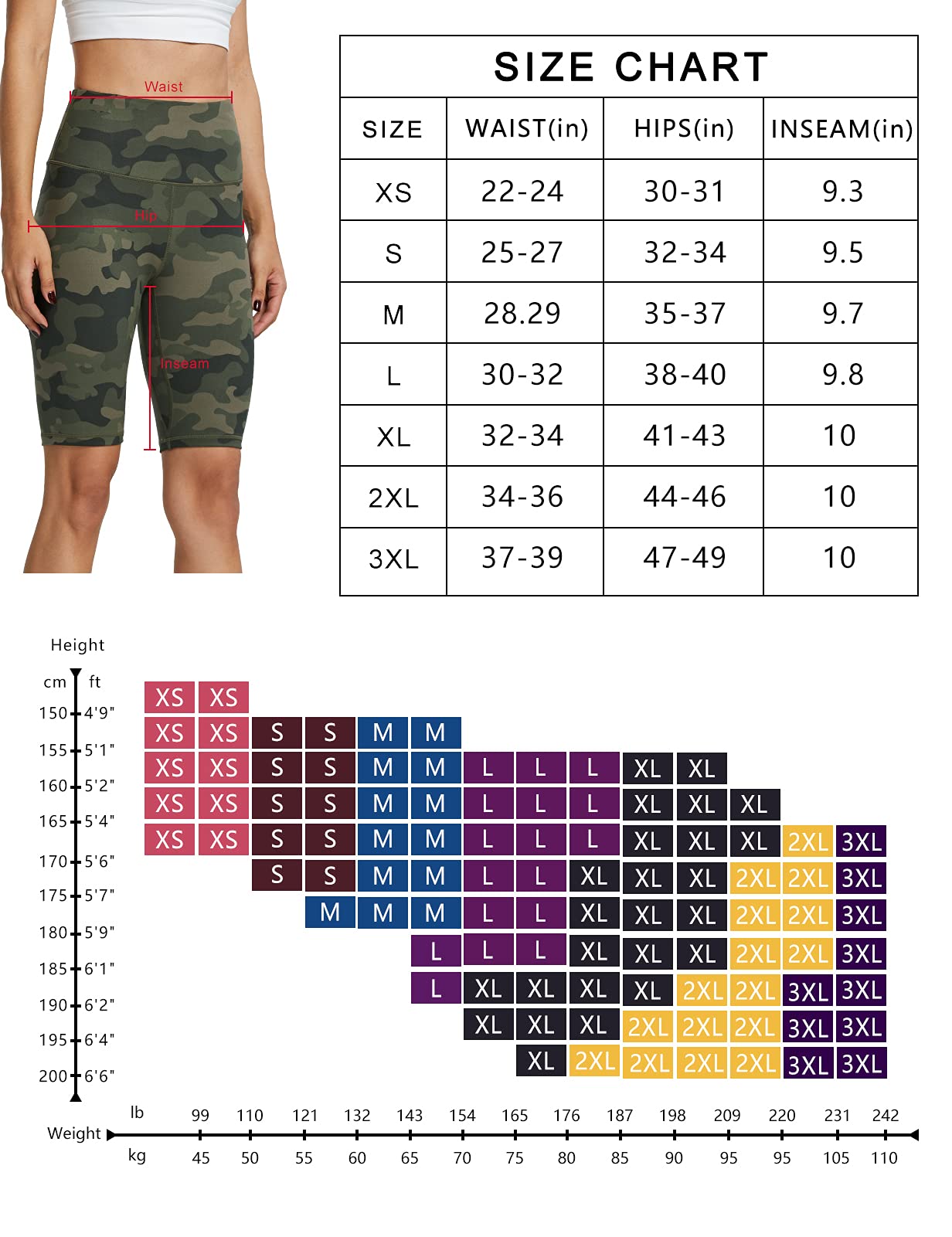 ZUTY 10"/ 5" Biker Shorts Women High Waisted with 2 Hidden Pockets Workout Athletic Running Yoga Long Shorts Army Green M