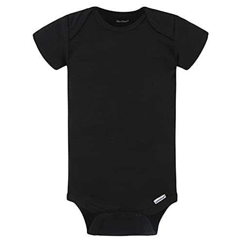 Gerber Baby 5-Pack Solid Onesies Bodysuits, Black, 12 Months