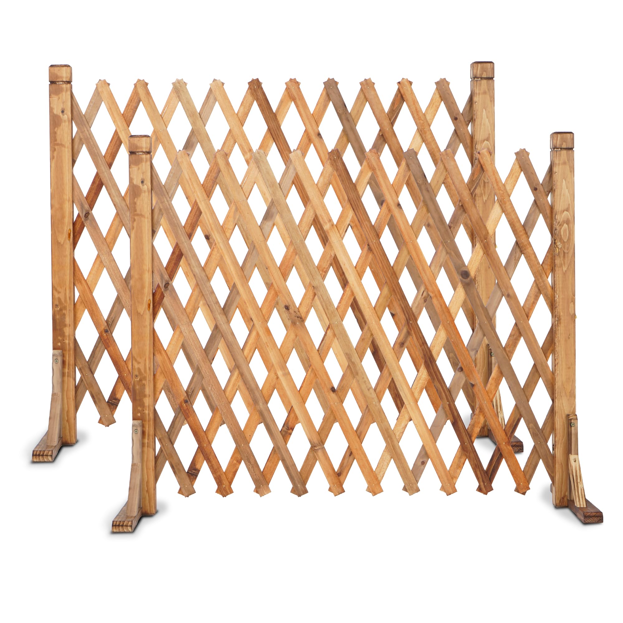 MYOYAY 2PCS Extendable Instant Fence Expandable Freestanding Wood Garden Trellis Fence Retractable Wooden Fence Gate Plant Screen for Home Yard Garden