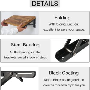 AUTOHJ Folding Shelf Brackets - 16 Inch 2 Pcs Heavy Duty Stainless Steel Collapsible Triangle Shelf Bracket, DIY Wall Mounted Folding Table Hinge, Space Saving for Bench Table with Screws