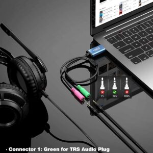 Bundle MillSO Headphone Mic Splitter, 3.5mm Headset Adapter 2 TRS Female to TRRS Male + MillSO USB External Sound Card Audio Adapter, USB to 3.5mm TRS Headphone and Microphone Stereo Jack Splitter