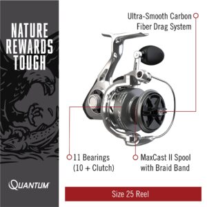 Quantum Throttle Spinning Fishing Reel, 10 + 1 Ball Bearings with a Smooth and Powerful 6.2:1 Gear Ratio, Ultra-Smooth Carbon Fiber Drag System, Dura-Lok Anti-Reverse Clutch, and MaxCast II Spool