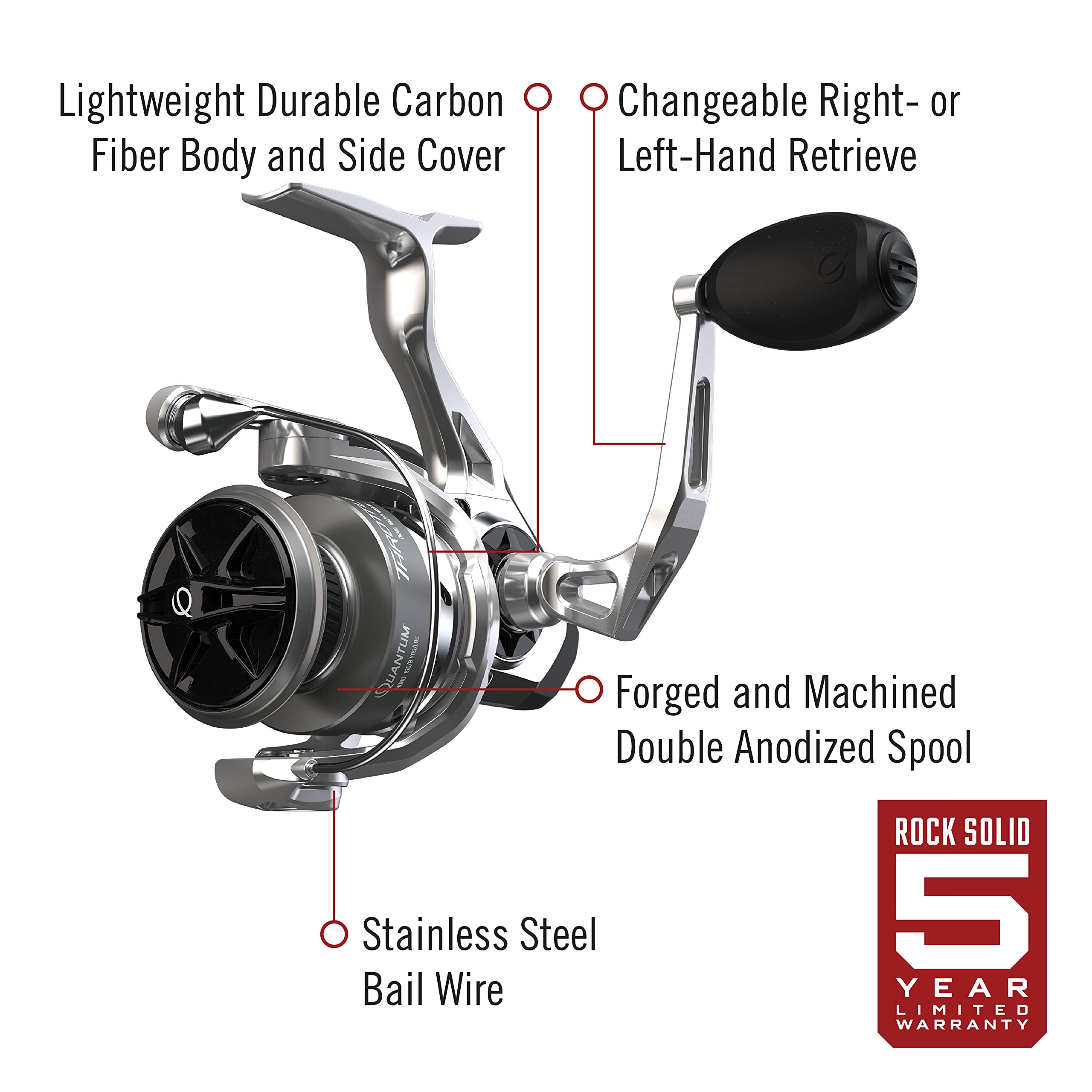 Quantum Throttle Spinning Fishing Reel, 10 + 1 Ball Bearings with a Smooth and Powerful 6.2:1 Gear Ratio, Ultra-Smooth Carbon Fiber Drag System, Dura-Lok Anti-Reverse Clutch, and MaxCast II Spool