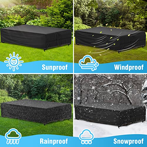 Velway Patio Furniture Cover Outdoor Waterproof Rectangular Patio Table Chair Sofa Set Cover, 128”Lx82”Wx28”H, All Weather Oxford Tear-Resistant Material with Zipper Carrying Bag Windproof Buckles