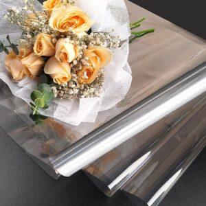 HOMPAL Clear Cellophane Wrap Roll 33''x115Ft, Clear Cellophane Wrapping Paper|Christmas Wrap Roll|Cellophane Roll | Cellophane Wrap for Christmas Gifts, Baskets, Flowers