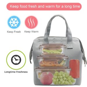 Mziart Insulated Lunch Bag Simple Bento Cooler Bag Lunch Tote Bag for Lunch Box for Women Men Adult Picnic Working Hiking Beach (Grey)