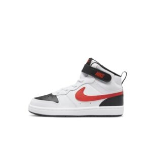 nike court borough mid cd7782-110 boys casual shoes (white/university red-black)