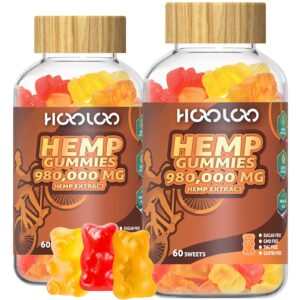 HOOLOO Hemp Gummies 980,000 Fruity, Sugar Free Hemp Gummy Bears for Adults, Made in USA