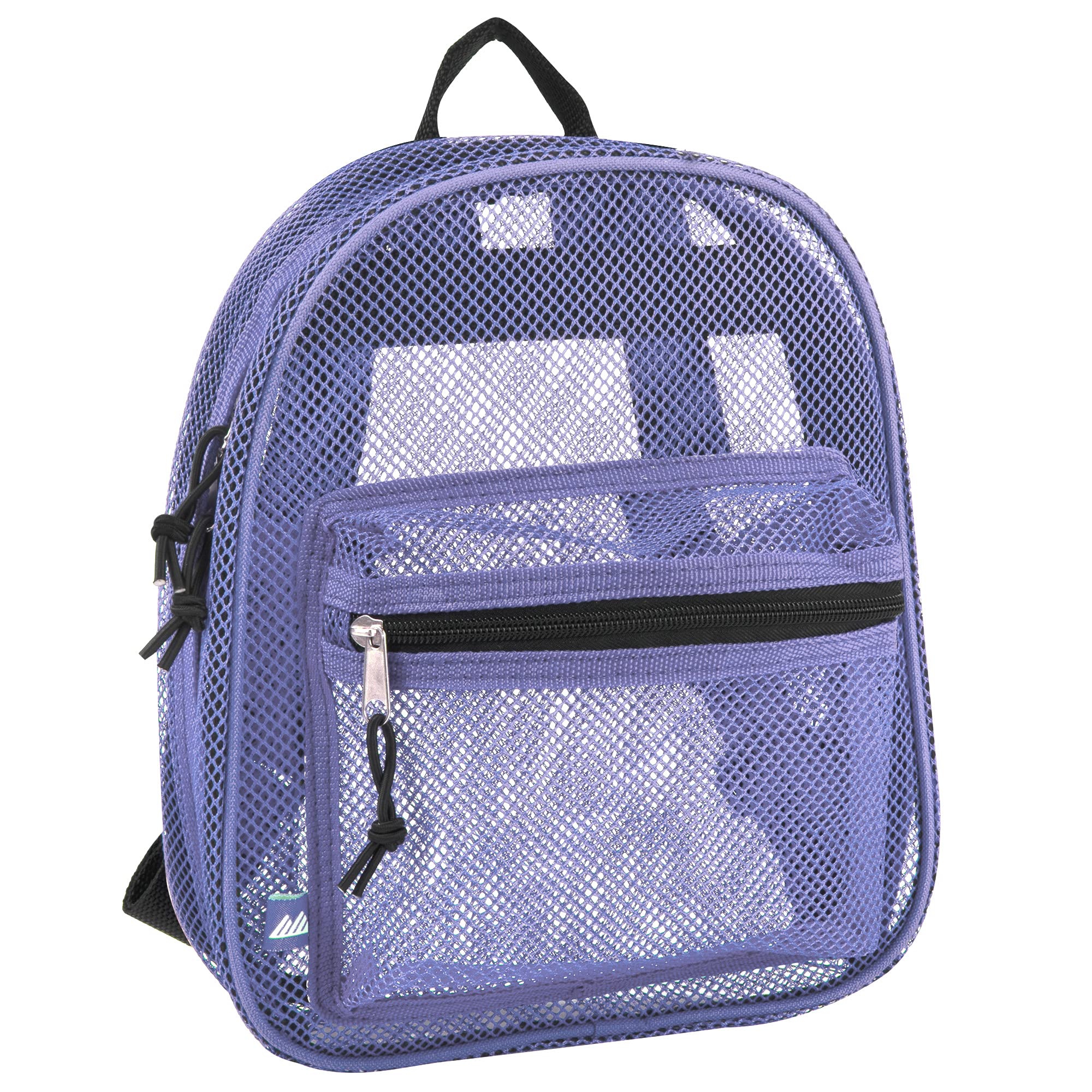 Mini Mesh Backpack for Women, Men, Beach Toys, Pool, and Swimming Gear; Mini Transparent Backpacks with Padded Straps (Purple)