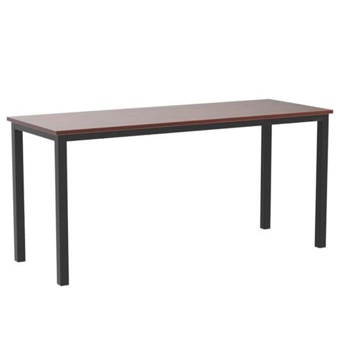 USHOW Computer Desk 63 inches Large Size Desk Writing Desk,Modern Simple Style PC Table,Black Metal Frame for Home Office,Sandalwood