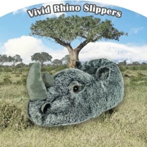 Onmygogo Fuzzy Winter Animal Slippers for Men and Women (Rhino, numeric_8)