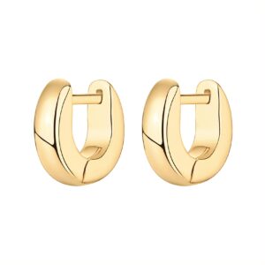 PAVOI 14K Yellow Gold Plated 925 Sterling Silver Post Ultra Thick Huggie Earring | Women's Mini Hoop Earrings | Gold Plated Small Hoops