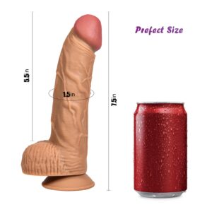 7.6 Inch Realistic Dildos Feels Like Skin, Human Safety Material,Medical Silicone, with Powerful Suction Cups, Suitable for Women/Men/Gay, Adult Toys for Women or Beginer