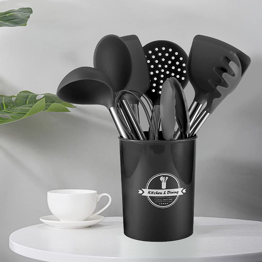 oiuwuig Cooking Utensils Set, Kitchen Utensils 17pcs Cooking Utensils Set, Heat Resistant Non-stick Silicone Kitchen Spatula Set with Stainless Steel Handle (BPA Free, Non Toxic)