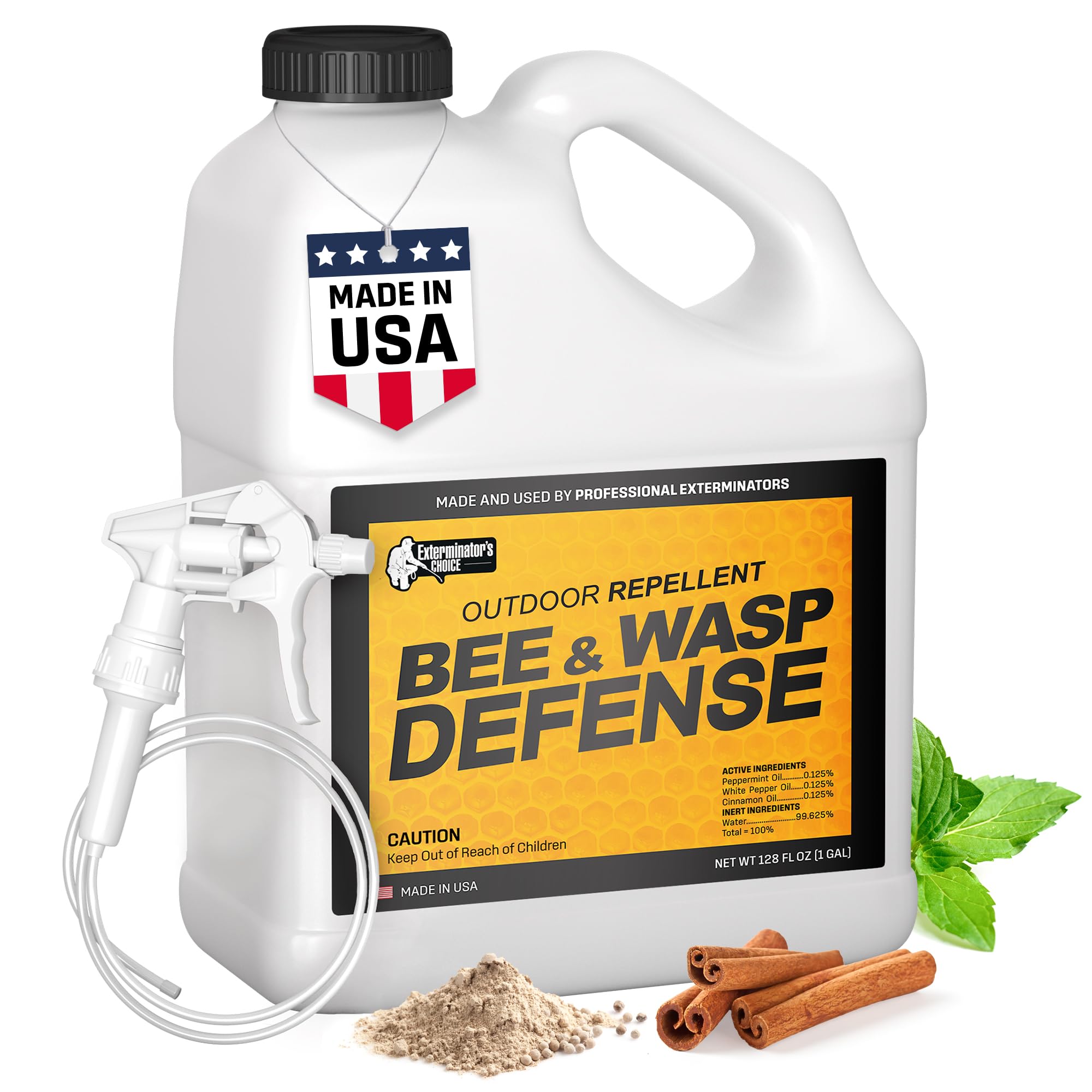 Exterminator’s Choice - Bee and Wasp Defense Spray - One Gallon - Natural, Non-Toxic Bee and Wasp Repellent - Quick and Easy Pest Control - Safe Around Kids and Pets