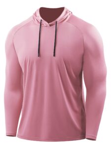 cadmus men's workout long sleeve fishing shirts upf 50+ sun protection dry fit hoodies,1 pack,096,pink,x-large