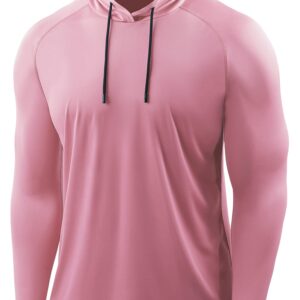 CADMUS Men's Workout Long Sleeve Fishing shirts UPF 50+ Sun Protection Dry Fit Hoodies,1 Pack,096,Pink,X-Large