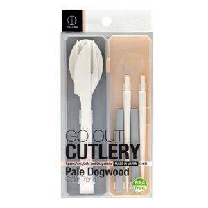 portable utensil set with fork, knife, spoon, and chopsticks, travel utensils with case for camping and traveling, plastic
