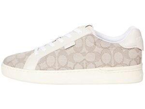 coach women's non tech athletic lowline luxe low top sneaker in signature jacquard , color stone/chalk, size 7.5