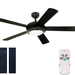 52 Inch Modern Style Indoor Ceiling Fan with Dimmable Light Kit and Remote Control, Reversible Blades and Motor, ETL Listed 110V Ceiling Fans for Living Room, Bedroom, Basement, Kitchen, Matte Black