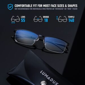 Lumadux Computer Blue Light Glasses Men | Blue Light Blocking Glasses for Reading, Digital Eye Strain, Headaches and Blurry Vision | Blue Blocker Gaming Glasses | Bluelight Clear Rimless Glasses