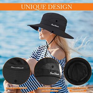 Sun Hats for Women Beach Hat Womens Sun Hat Ponytail Hat Sun Hat with Ponytail Hole for Women Black