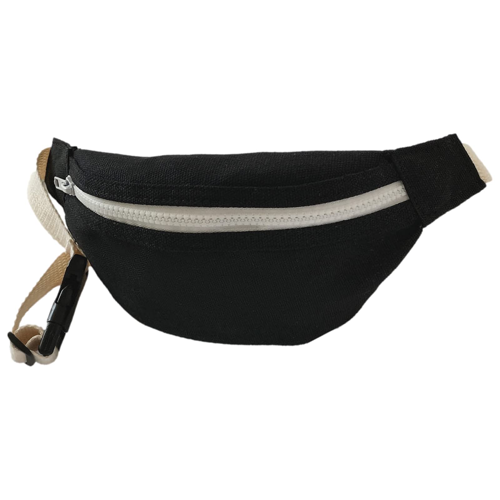 Unisex Boys' Girls' Waist Fanny Packs Solid Canvas Chest Crossbody Purse Bags 7 Colors (Black)