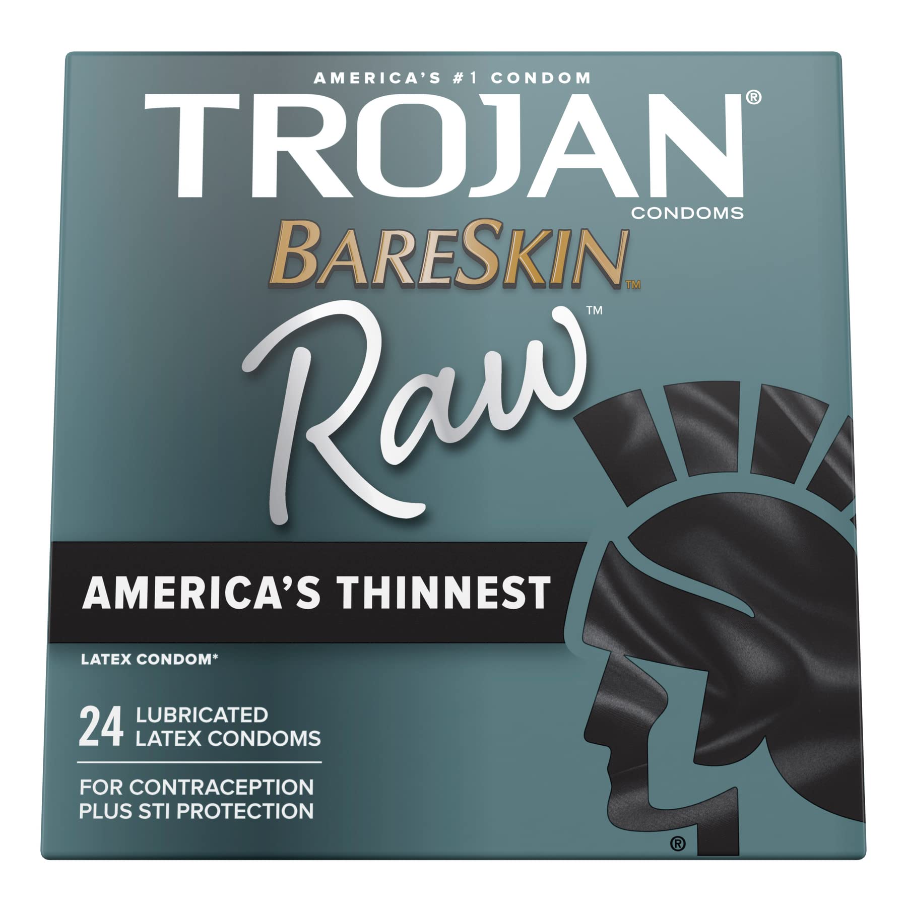 TROJAN BareSkin Raw Thin Condoms, Lubricated Condoms For Men, America’s Number One Condom Brand, 24 Count Pack