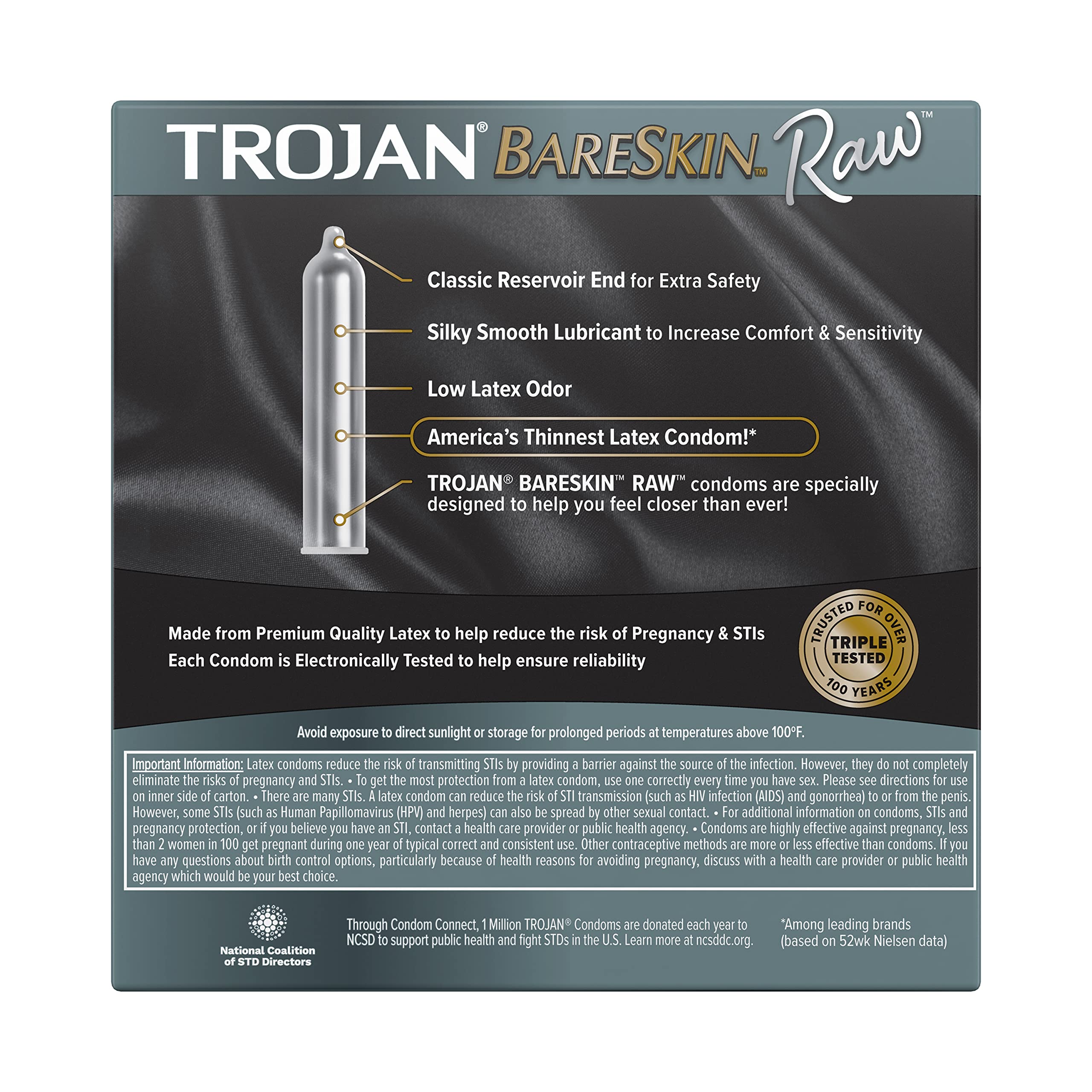 TROJAN BareSkin Raw Thin Condoms, Lubricated Condoms For Men, America’s Number One Condom Brand, 24 Count Pack