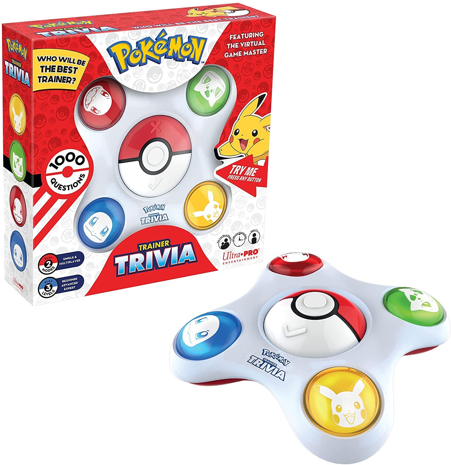 Pokemon Trainer Trivia Toy Featuring The Virtual Game Master 2 Modes Single & Multiplayer, Guessing Brain Game Pokemon Go Digital Travel Board Games