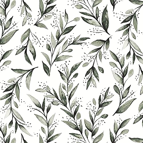 Livebor Olive Leaf Wallpaper Peel and Stick Leaf Contact Paper 17.7inch x 78.7inch Floral Peel and Stick Wallpaper Modern Farmhouse Wallpaper Neutral Sage Wallpaper Self Adhesive Decorative Paper