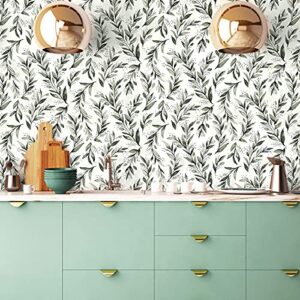 Livebor Olive Leaf Wallpaper Peel and Stick Leaf Contact Paper 17.7inch x 78.7inch Floral Peel and Stick Wallpaper Modern Farmhouse Wallpaper Neutral Sage Wallpaper Self Adhesive Decorative Paper